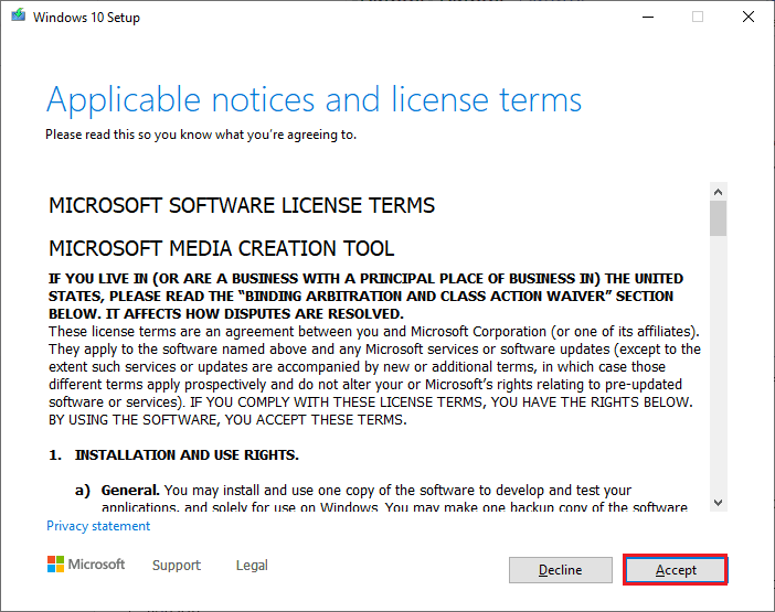 click on Accept button in the Windows 10 Setup. Fix Update Error 0x80070bcb Windows 10