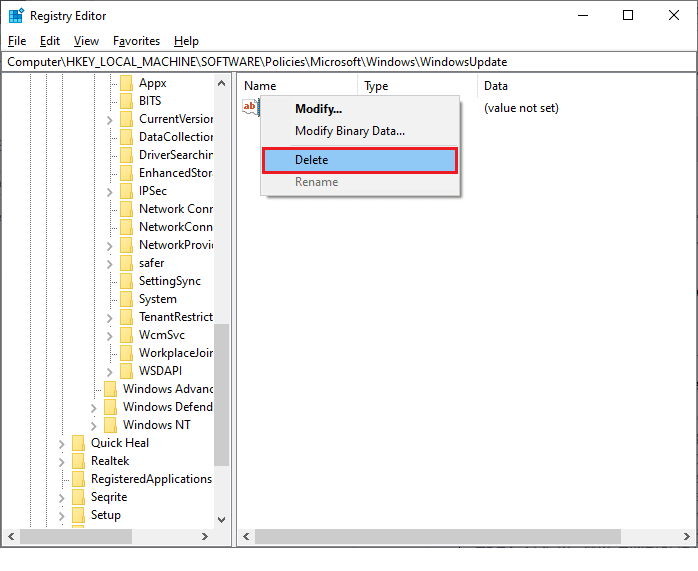 click on Delete. Fix Update Error 0x80070bcb Windows 10