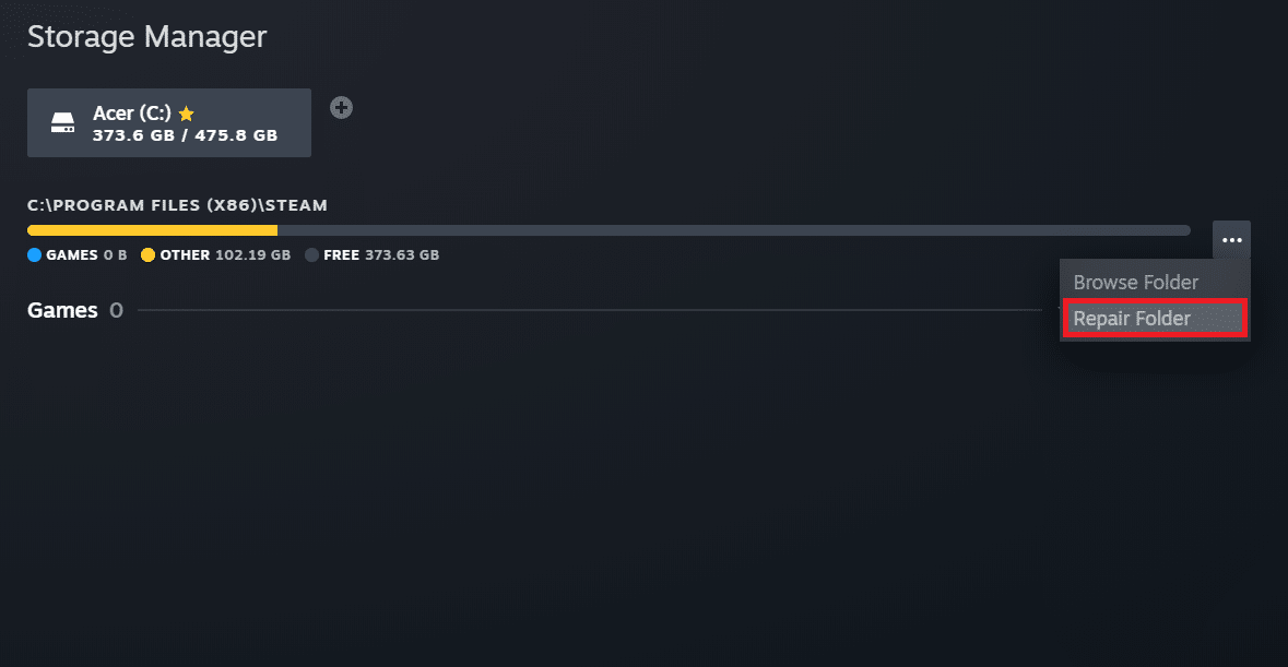 Click the Repair Folder option. Fix Steam Stopping Downloads on Windows 10