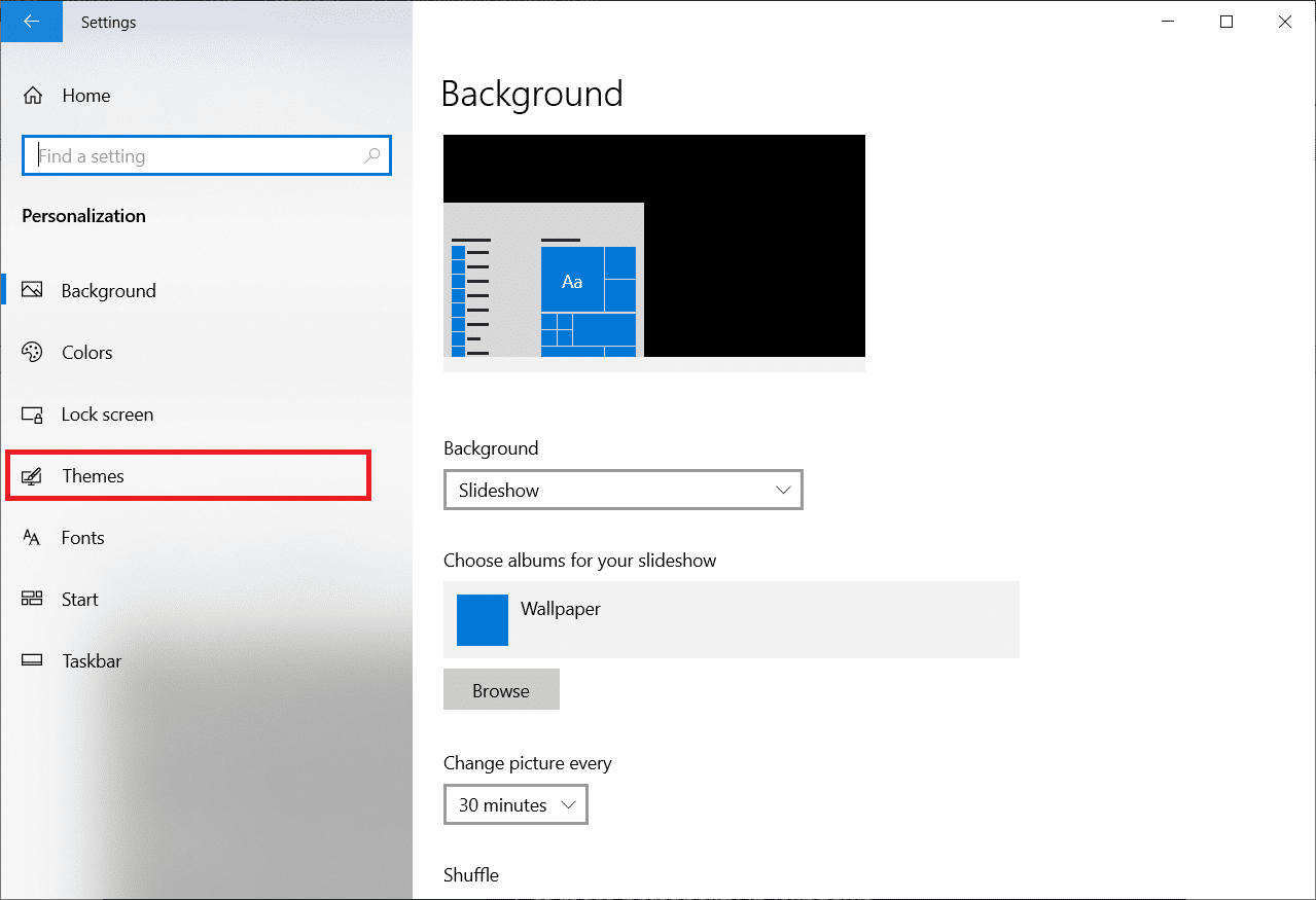 click on Themes on the left pane. Fix File Explorer Dark Theme Not Working on Windows 10