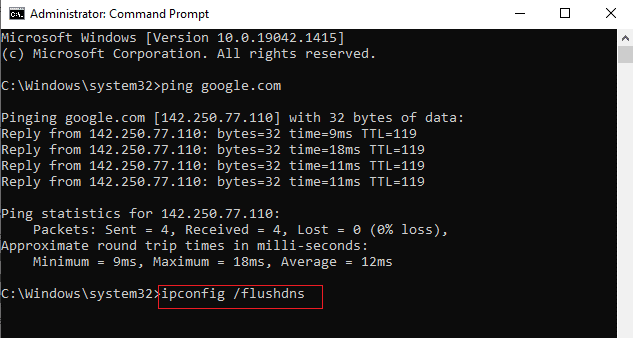 ipconfig flushdns command. Fix The L2TP Connection Attempt Failed Error