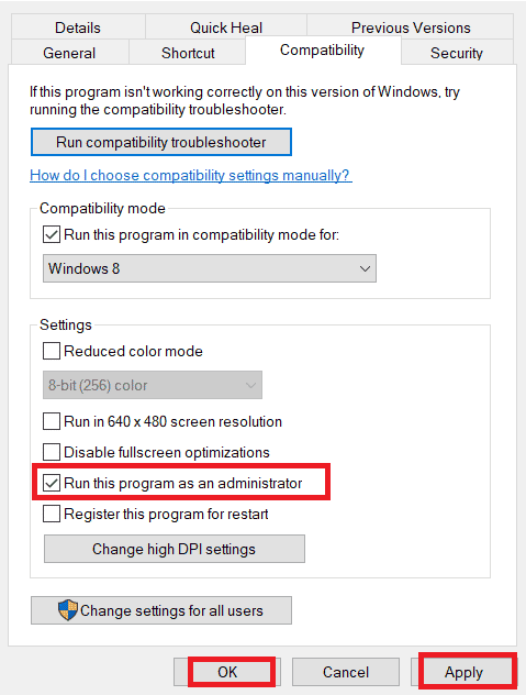 check the Run this program as an administrator option under the Settings section. Fix MultiVersus Black Screen Issue in Windows 10