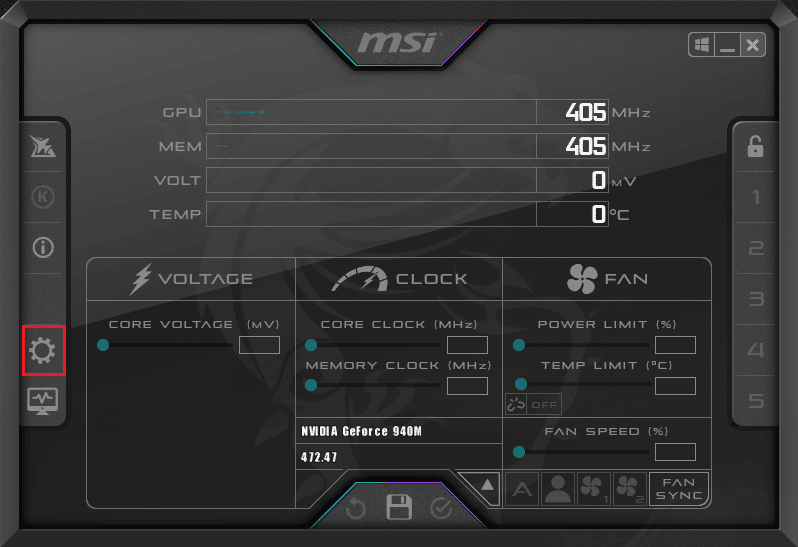 Click on Settings. Ways to Fix MSI Afterburner Not Working on Windows 10