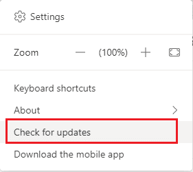 Then, select the Check for updates option 