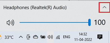 Now, click on the arrow icon to expand the list of audio devices connected to the computer