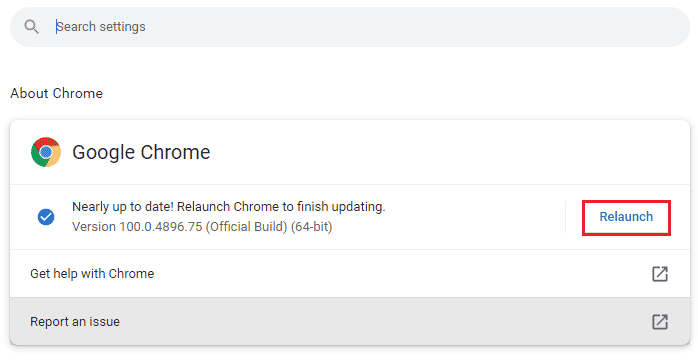 If a new update is available, the browser will automatically update to the latest version. Click on Relaunch to complete the update process | Fix Your Mic is Muted by System Settings in Google Meet