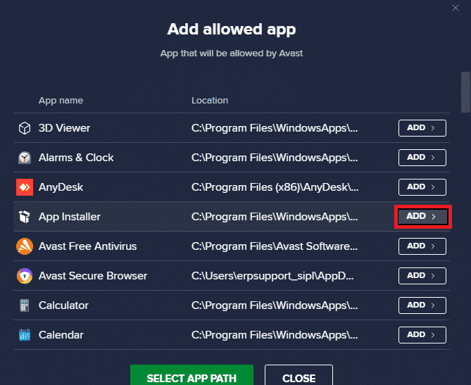 click on app installer and select add button to add exclusion in Avast Free Antivirus. Fix Origin Overlay Not Working in Windows 10