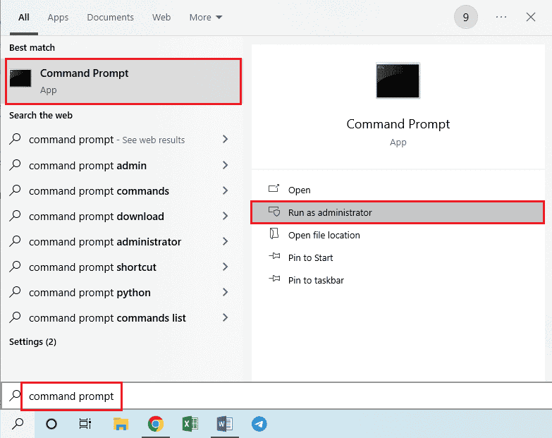 Use the search bar to search for Command Prompt and click on the Run as administrator option