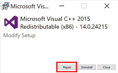 click on Repair. Fix Origin 0xc00007b Error in Windows 10