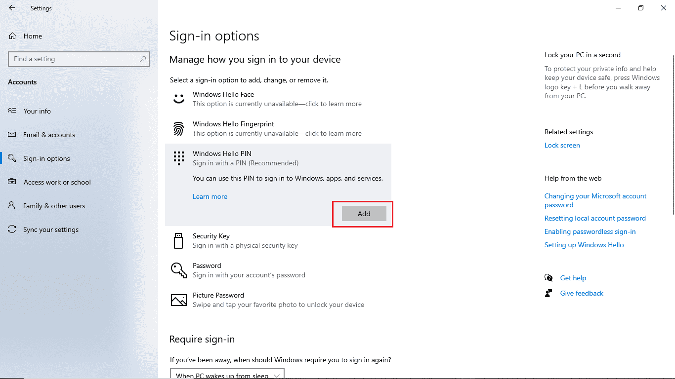 click on add. Fix A Specified Logon Does Not Exist in Windows 10