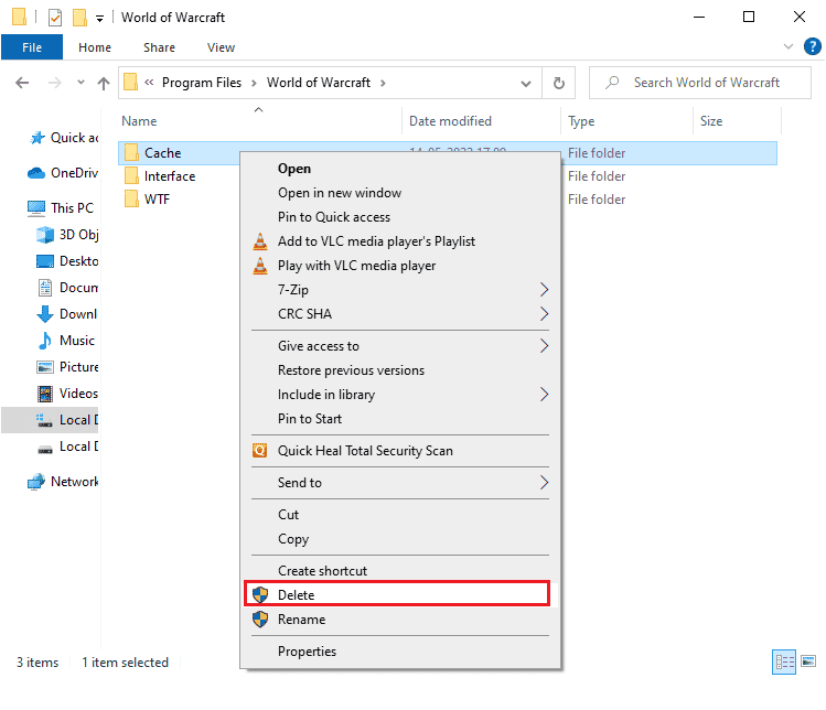 right click on Cache folder and select the Delete option. Fix WoW Takes Forever to Launch in Windows 10
