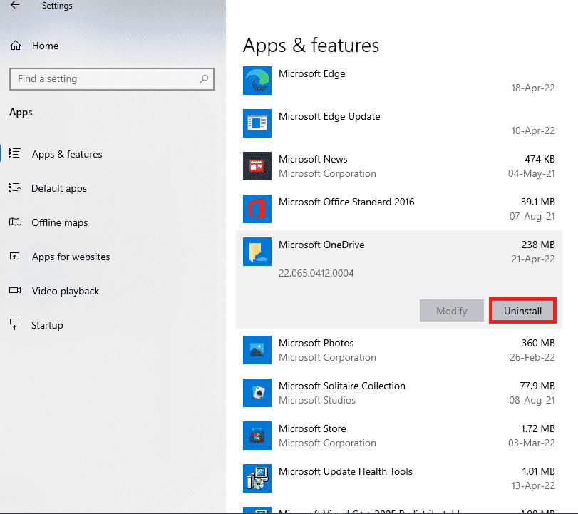 click on the Uninstall button to uninstall the OneDrive app. Fix OneDrive 0x8004de40 Error in Windows 10