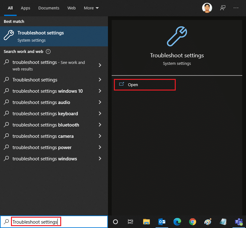 Type Troubleshoot settings in search menu. Fix Error Code 0x80d0000a in Windows 10