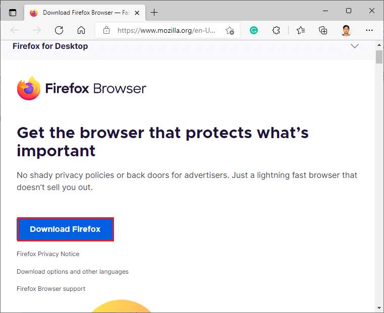 Descargar la opción Mozilla Firefox