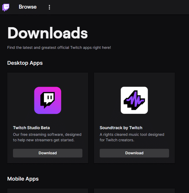 Twitch Download page. Fix Twitch Not Going Fullscreen in Windows 10