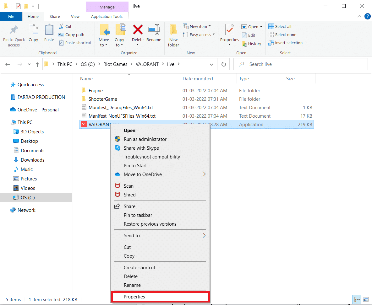Right click on the Valorant execution file and select Properties. Fix Valorant Graphics Driver Crashed in Windows 10