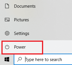 Click on power option