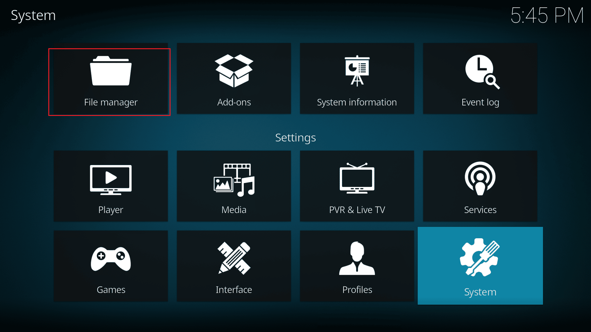 click on File Manager in Kodi Setting. Fix Kodi Cannot Connect to Network Server