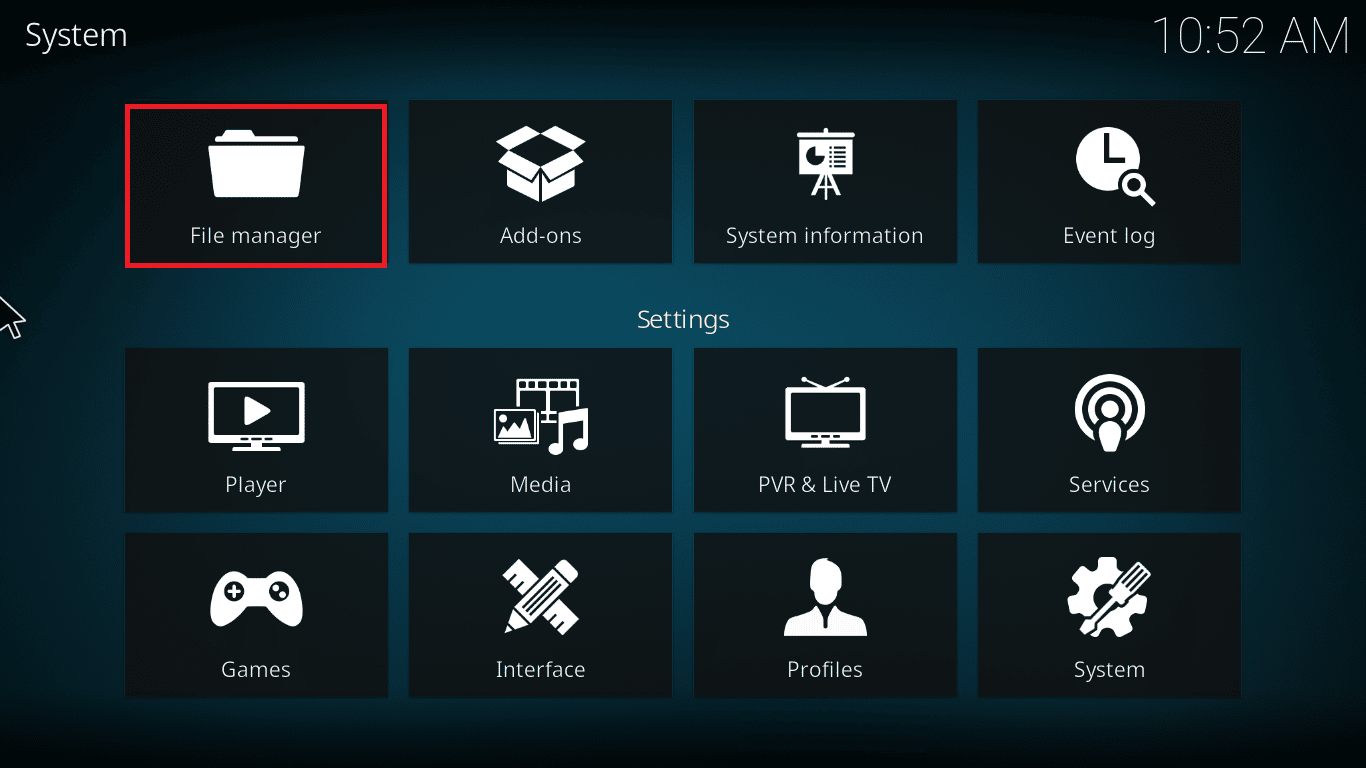 click on File manager. Fix Kodi Won’t Open in Windows 10