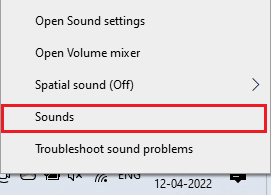 выберите опцию «Звуки». Исправить микрофон Logitech G533, не работающий в Windows 10