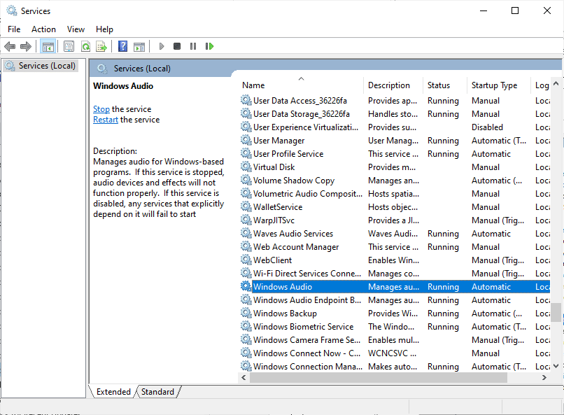 Storitev Windows Audio