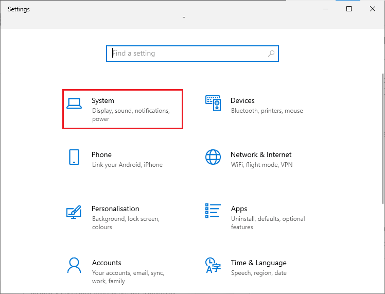 click on System setting