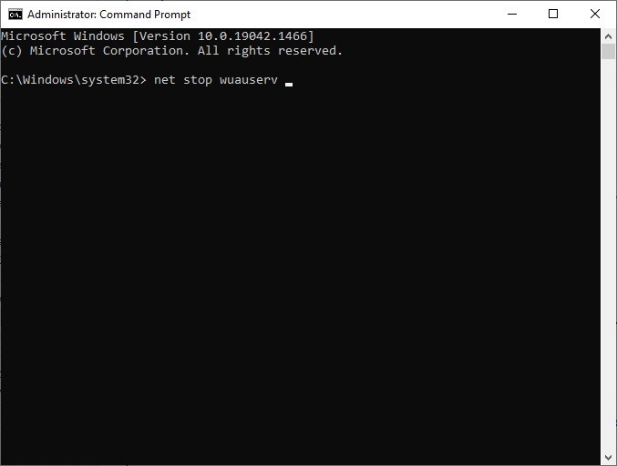 Type net stop wuauserv command 