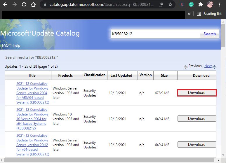 click on Download. Fix 0x800f0831 Windows 10 Update Error