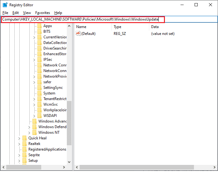 navigate to the following path in the Registry Editor