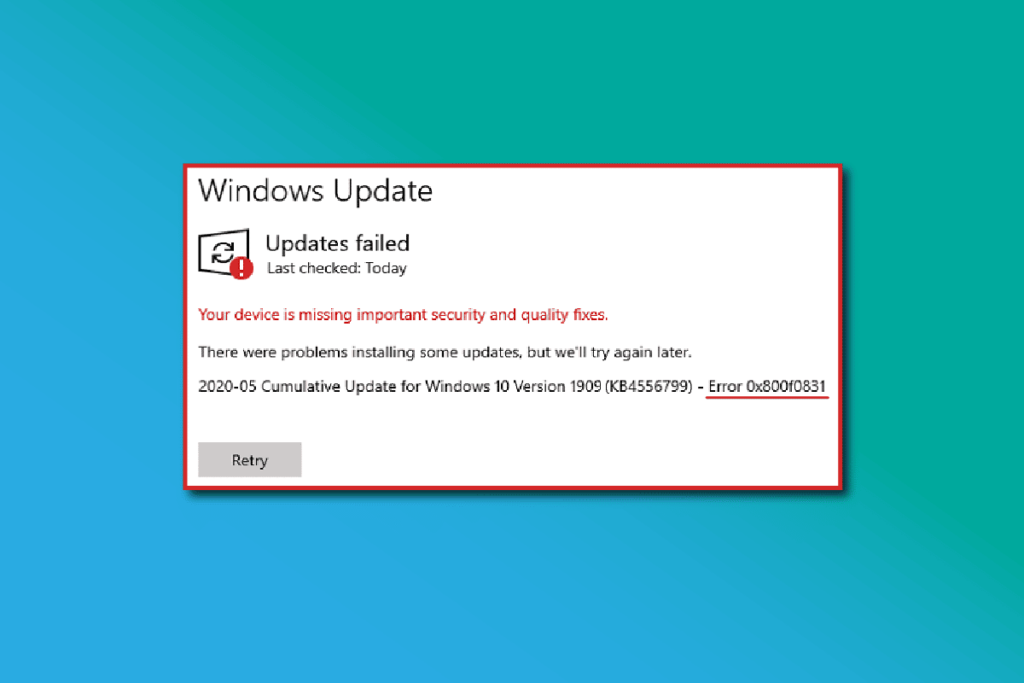 Fix 0x800f0831 Windows 10 Update Error