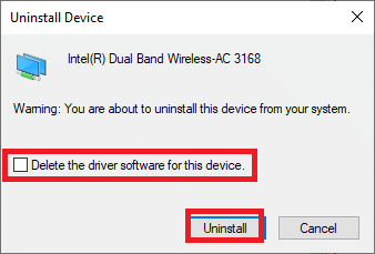 Check the box delete the driver and click uninstall. Fix WHEA INTERNAL ERROR in Windows 10