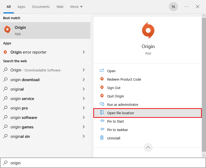 Origin Open file location. Fix Origin Stuck on Resuming Download in Windows 10