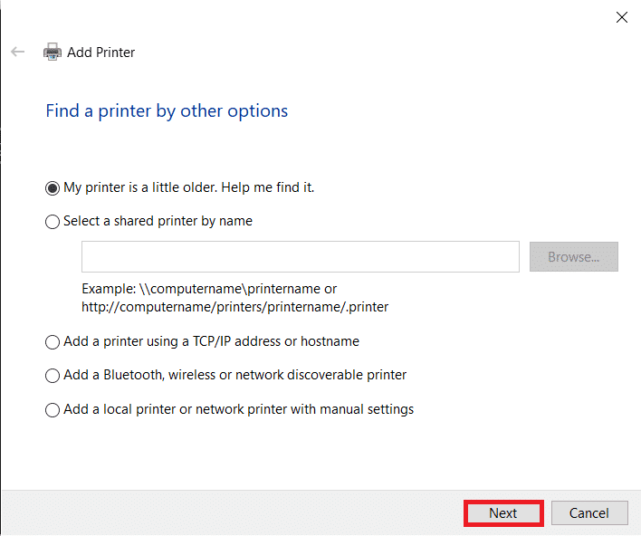 Select My printer is a little older and click on Next. Fix Slow Network Printing in Windows 10