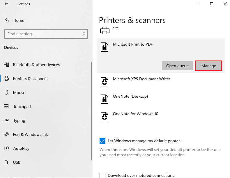click on the Manage button. Fix Slow Network Printing in Windows 10