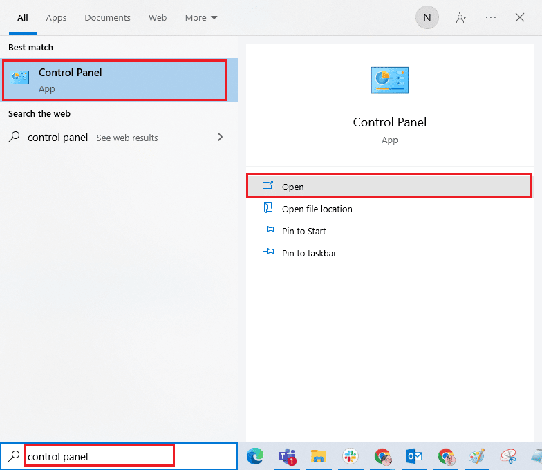 open Control Panel. Fix Zoom Error 1132 in Windows 10