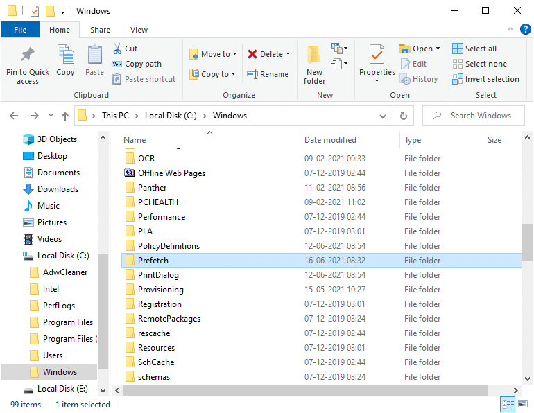 click on Prefetch folder. Fix C Drive Keeps Filling Up for No Reason