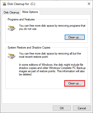 click on Clean up… button under System Restore and Shadow Copies. Fix Star Citizen Crashing in Windows 10