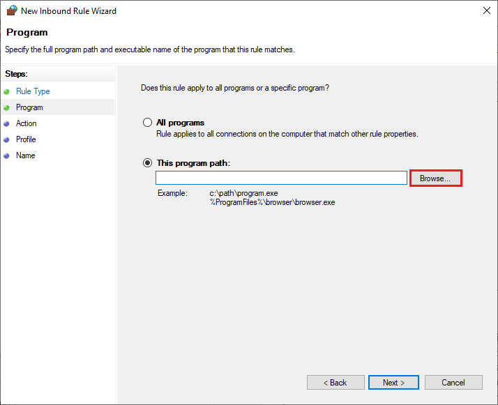 click on the Browse… button corresponding to This program path. Fix Forza Horizon 4 FH001 in Windows 10