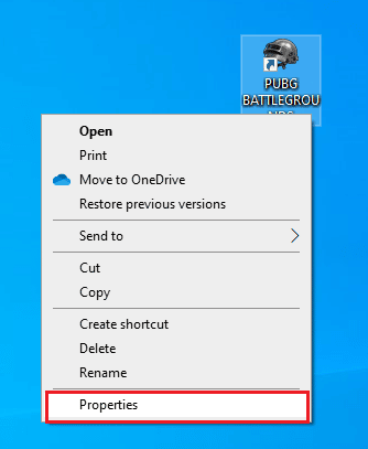 Right click on the PUBG shortcut and select the properties option