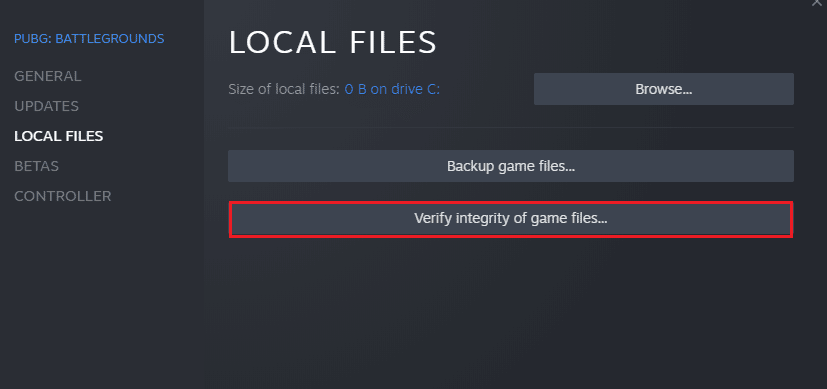 click on Verify integrity of game files… 