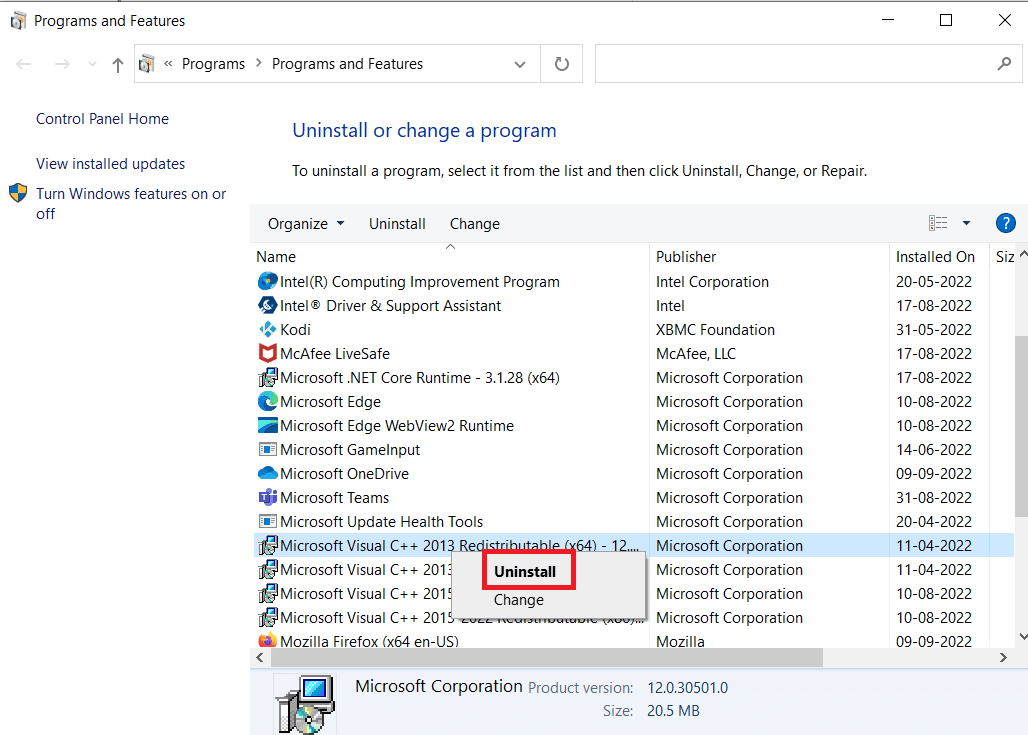 Click on Uninstall. Fix System Could Not Find the Environment Option That Was Entered
