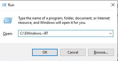Στη γραμμή εντολών Εκτέλεση πληκτρολογήστε C Windows BT και κάντε κλικ στο OK
