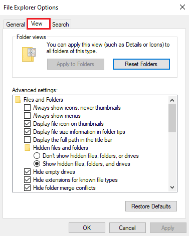Navigate to the View tab. Fix Error Code 0x80070456 0xa0019 in Windows 10