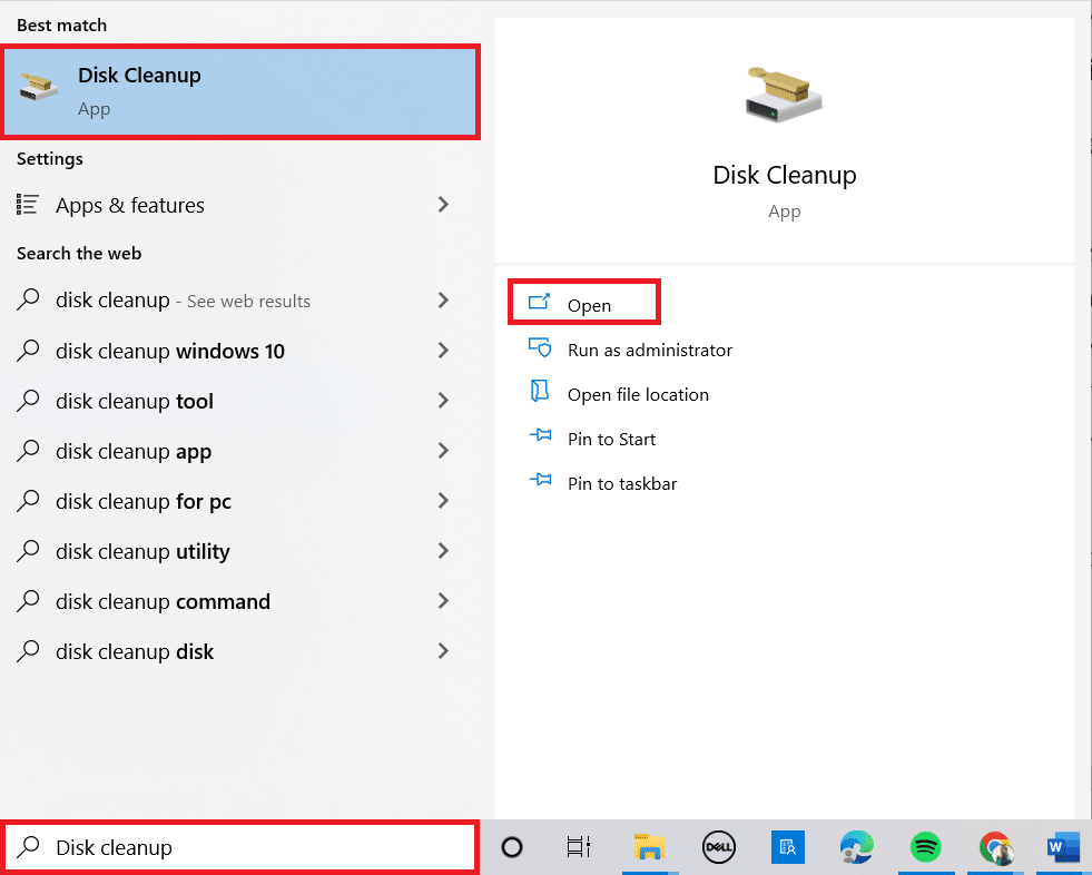 open Disk cleanup. Fix Error Code 0x80070456 0xa0019 in Windows 10