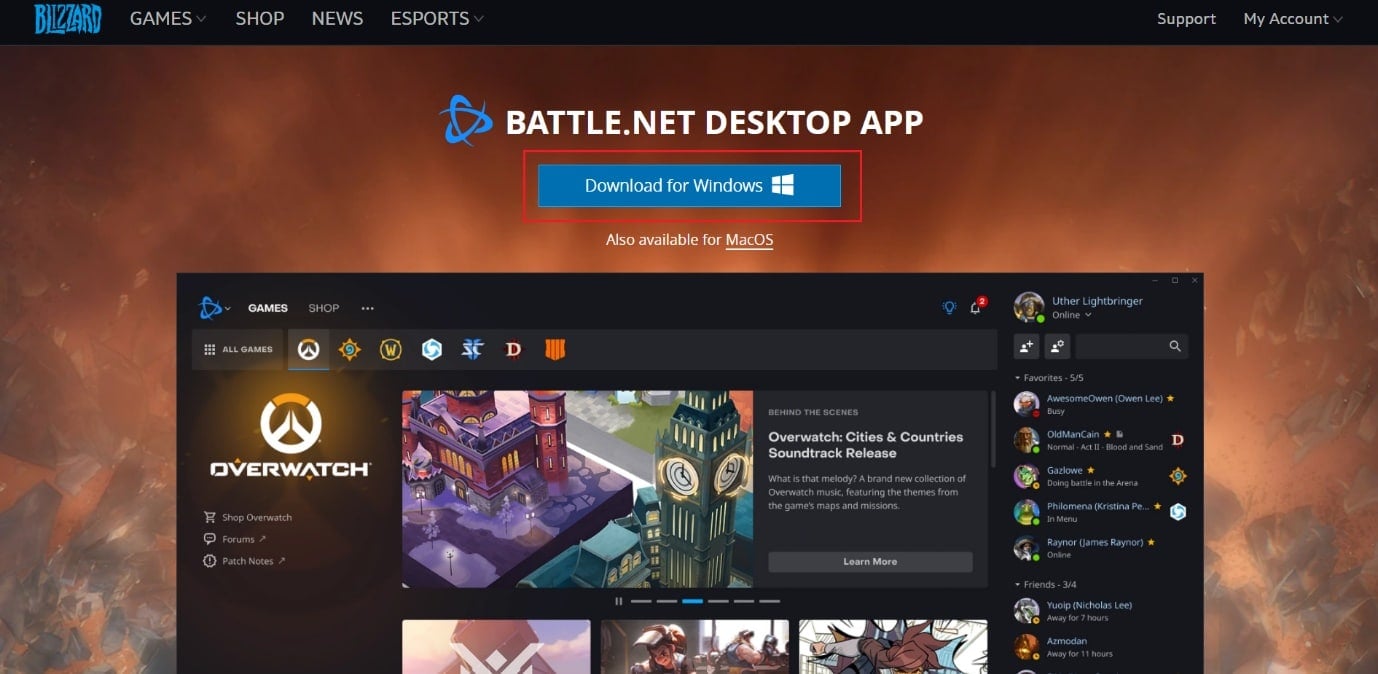Battle.net official download page