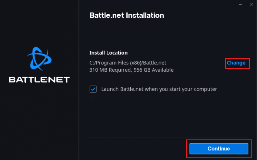 Continue option. Fix Battle.net Update stuck at 0% in Windows 10