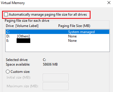 uncheck the box for Automatically manage paging file size for all drives. What is Hard faults Per Second? How to Fix it