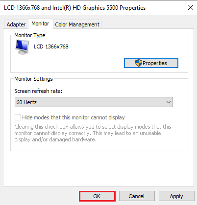 Click on the OK button. Fix 144Hz Not Showing Up in Windows 10