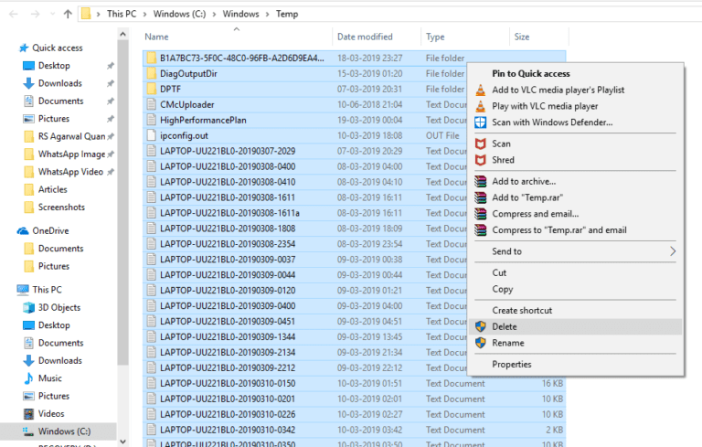 Tanggalin ang mga File sa Temp Folder