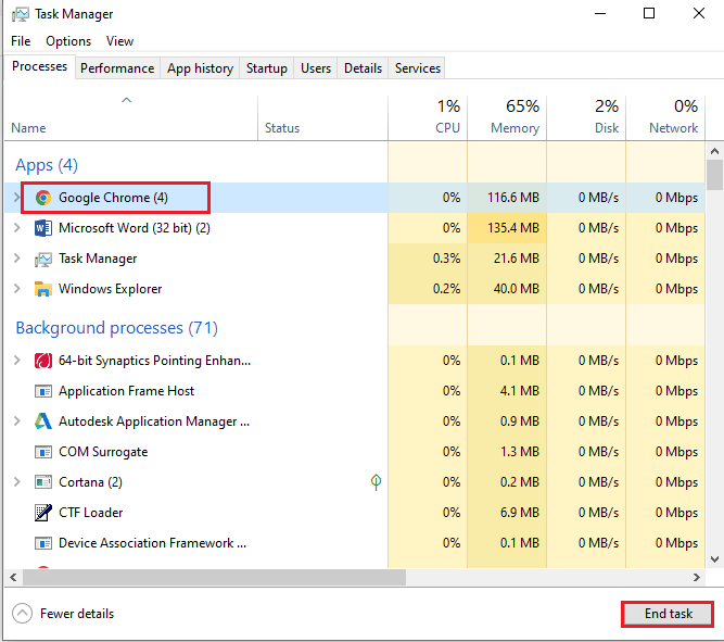 Close other background applications on your PC